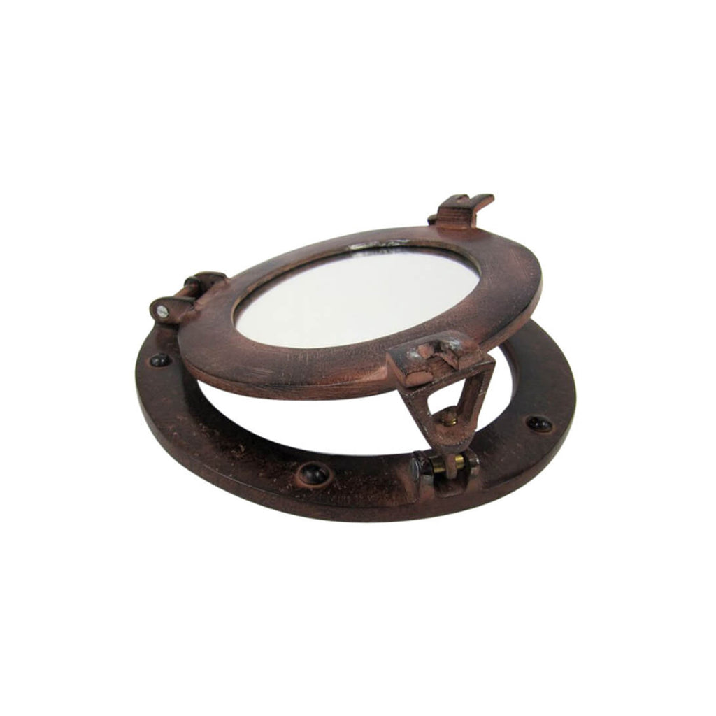 AL 4859C - Rust Aluminum Porthole with Mirror, 9"