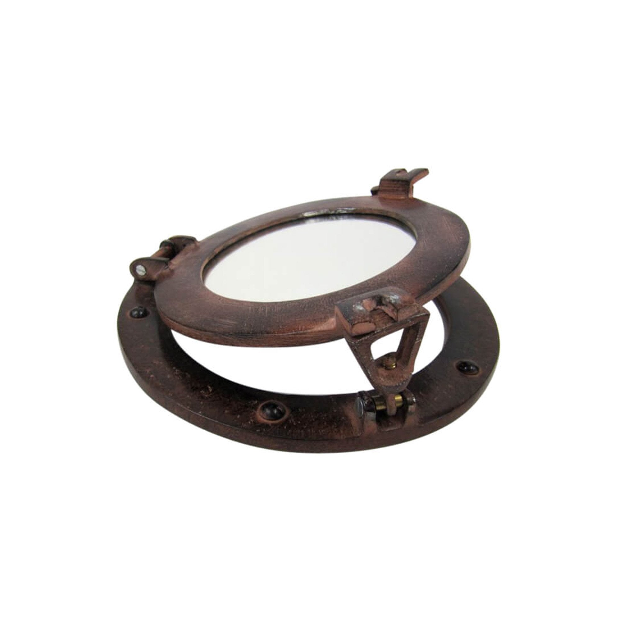 AL 4859C - Rust Aluminum Porthole with Mirror, 9"