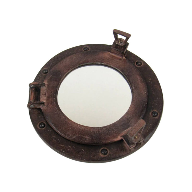 AL 4859C - Rust Aluminum Porthole with Mirror, 9"