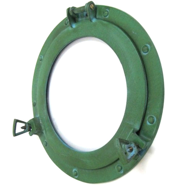 AL 4860G - Green Aluminum Porthole with Glass, 12"