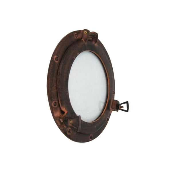 AL 4860K - Red Brown Aluminum Porthole with Glass, 11"