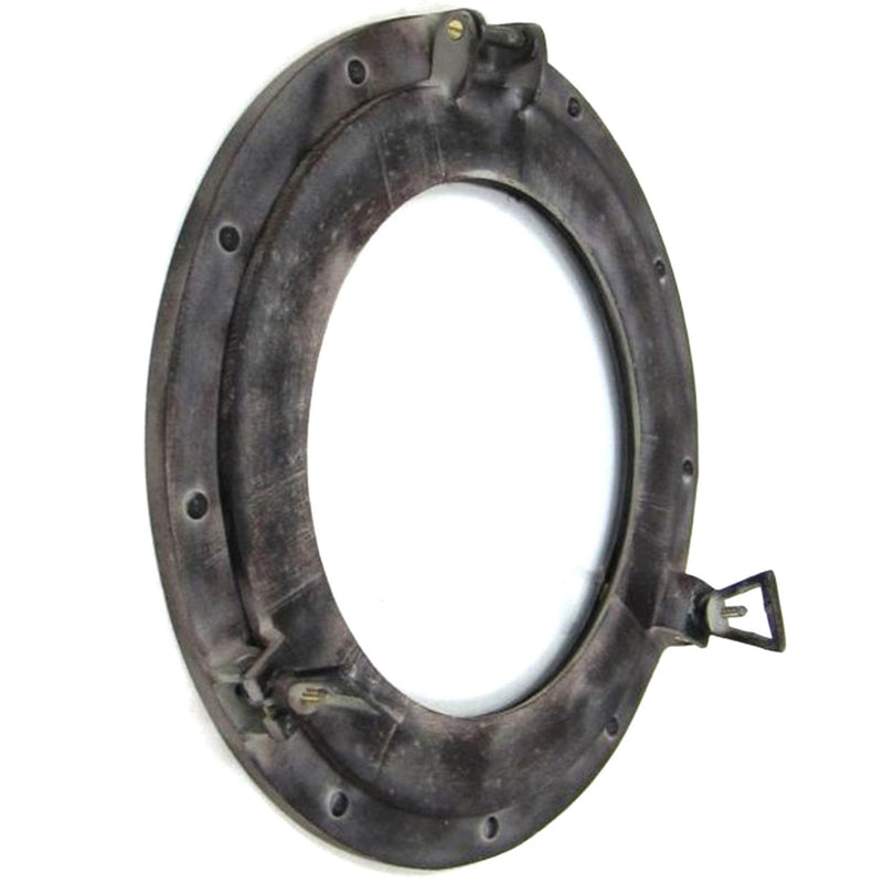 AL 48611D - Antique Bronze Aluminum Porthole with Glass, 15"