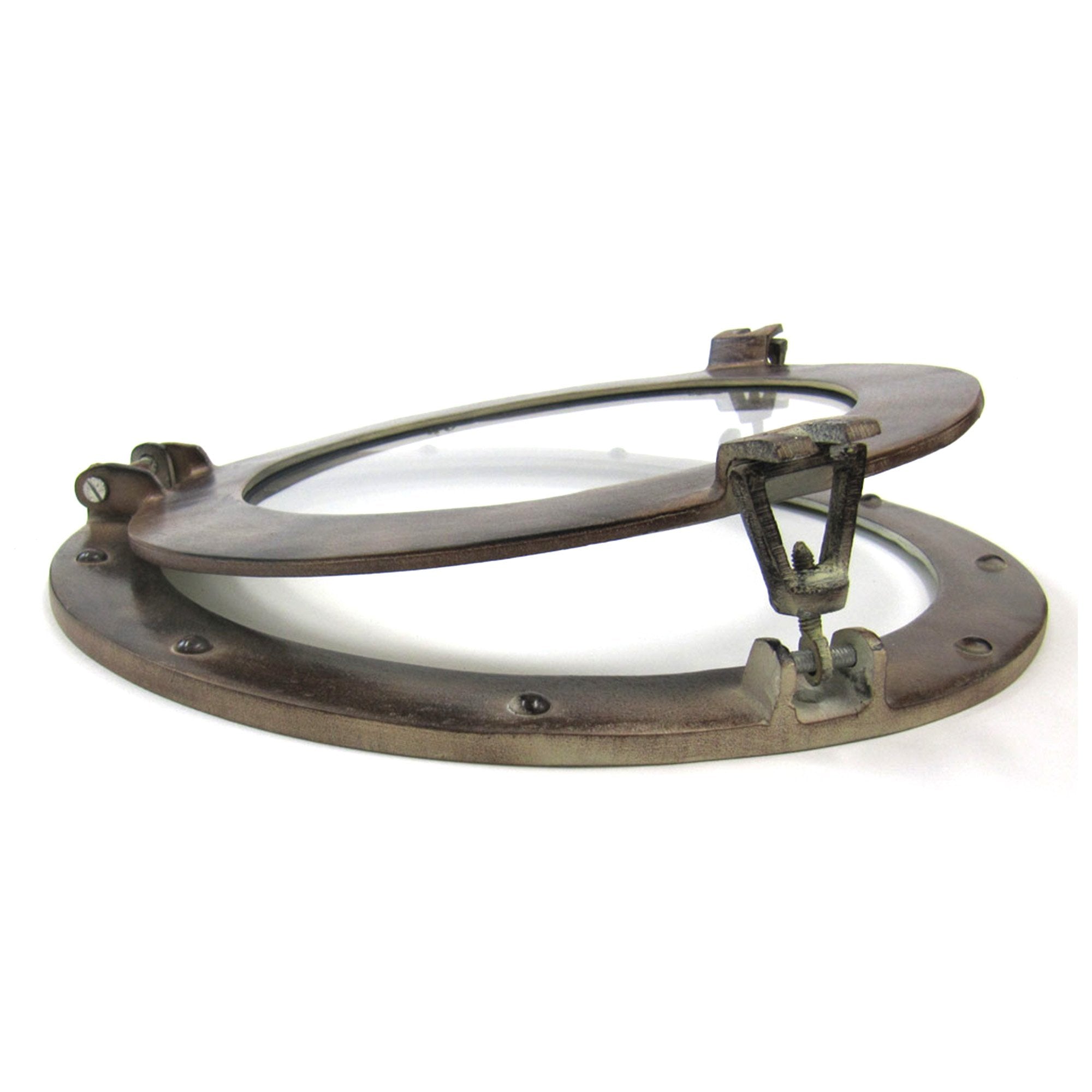 AL 48611F - Antique White Aluminum Porthole with Glass, 15"