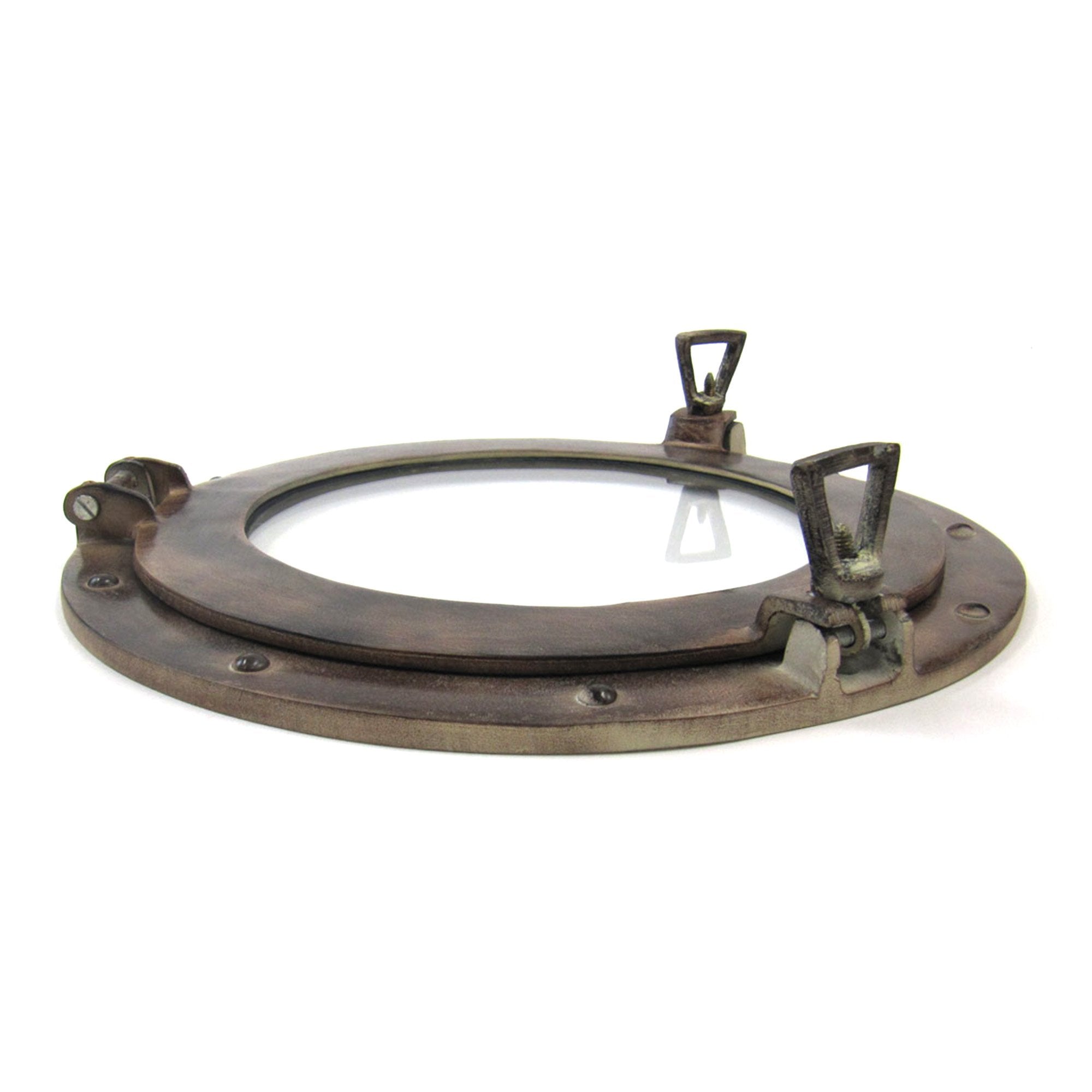 AL 48611F - Antique White Aluminum Porthole with Glass, 15"