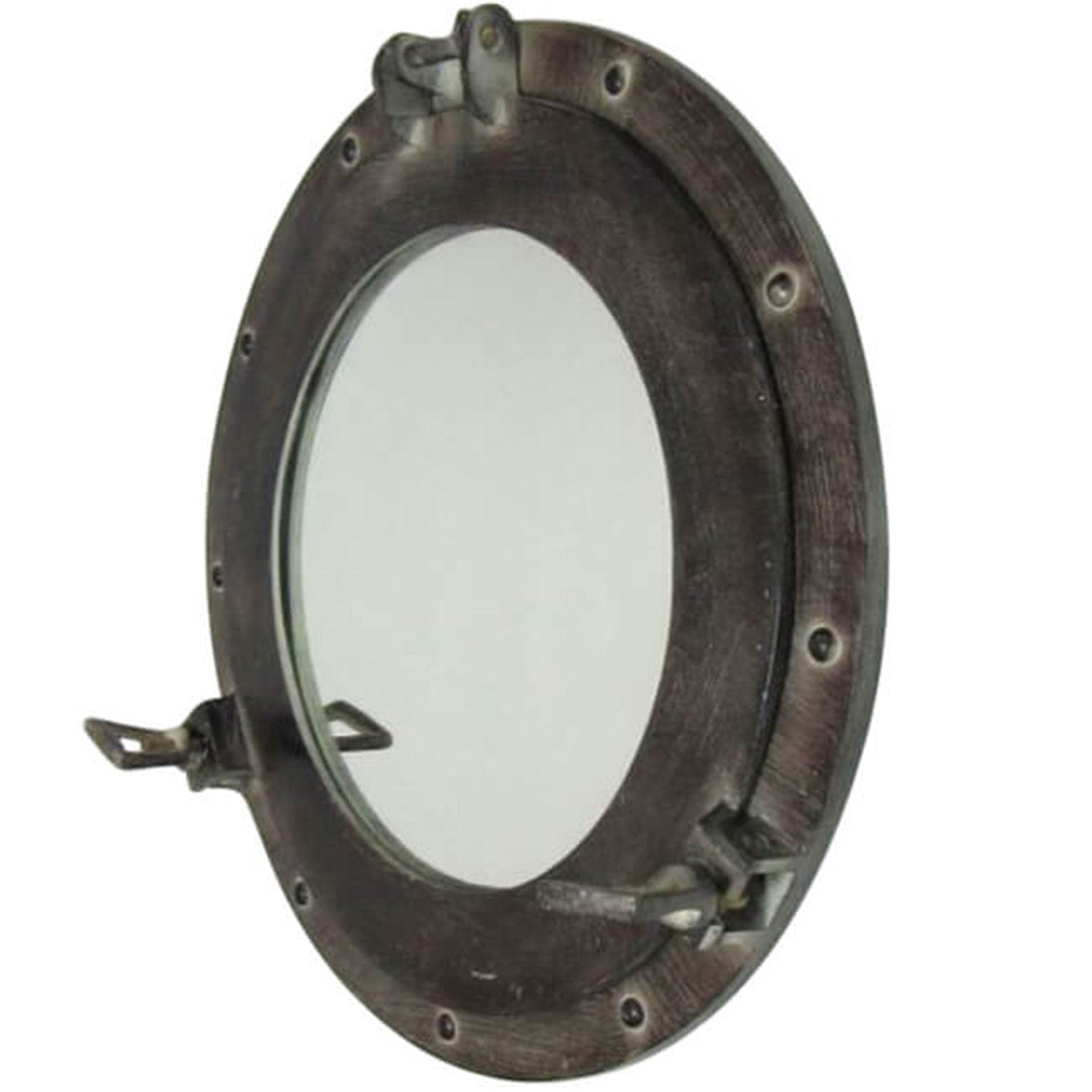 AL 4861B - Porthole Mirror 15" Aluminum Antique
