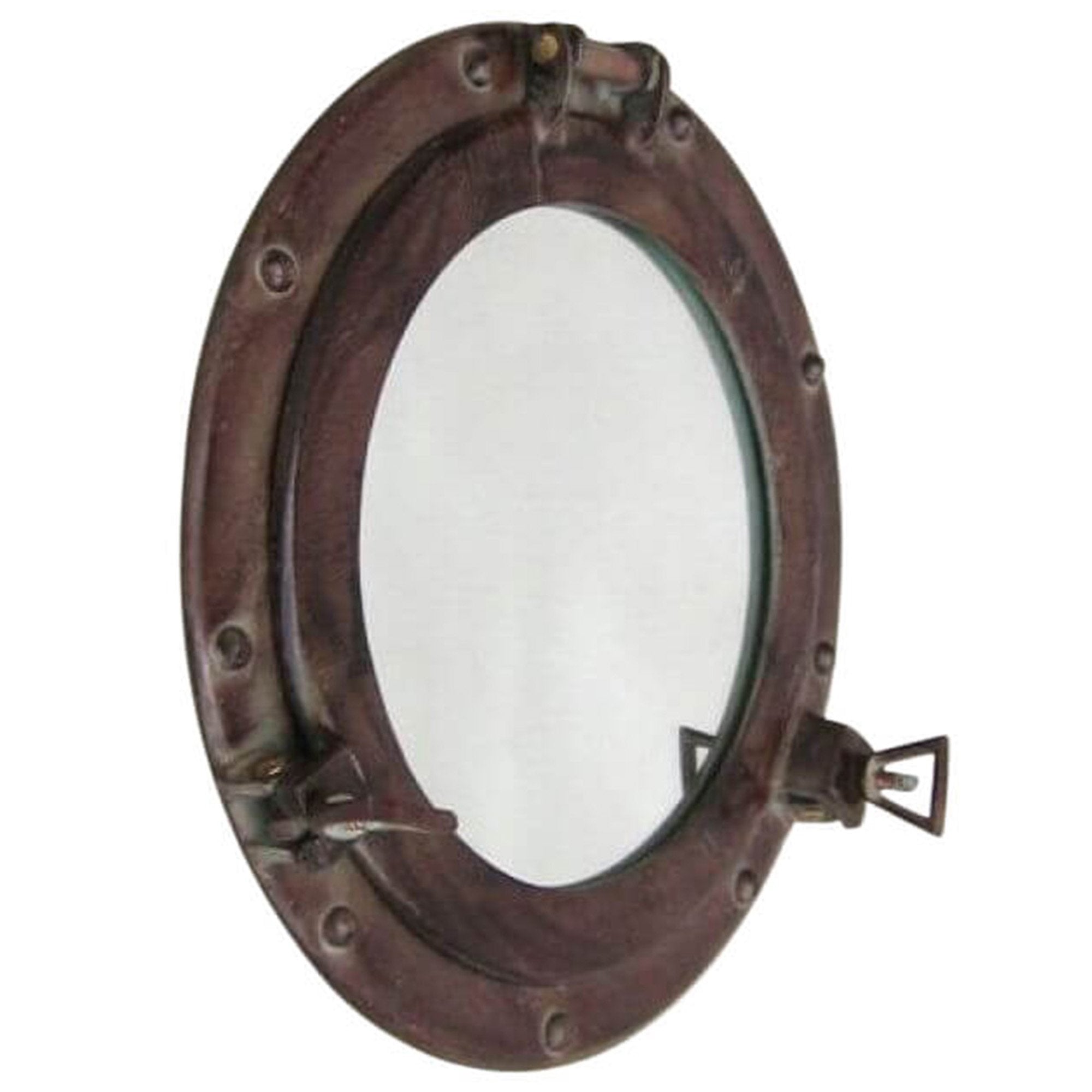 AL 4870B - Porthole Mirror Aluminum Antique, 11"