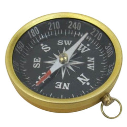 AL 48852 - Aluminum Flat Desktop Compass, Black Dial, Gold Finish