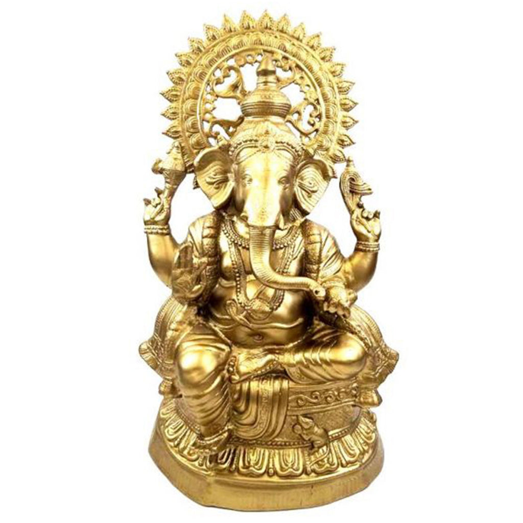 AL 50134B - Aluminum Ganesh Statue (Brass Finish)