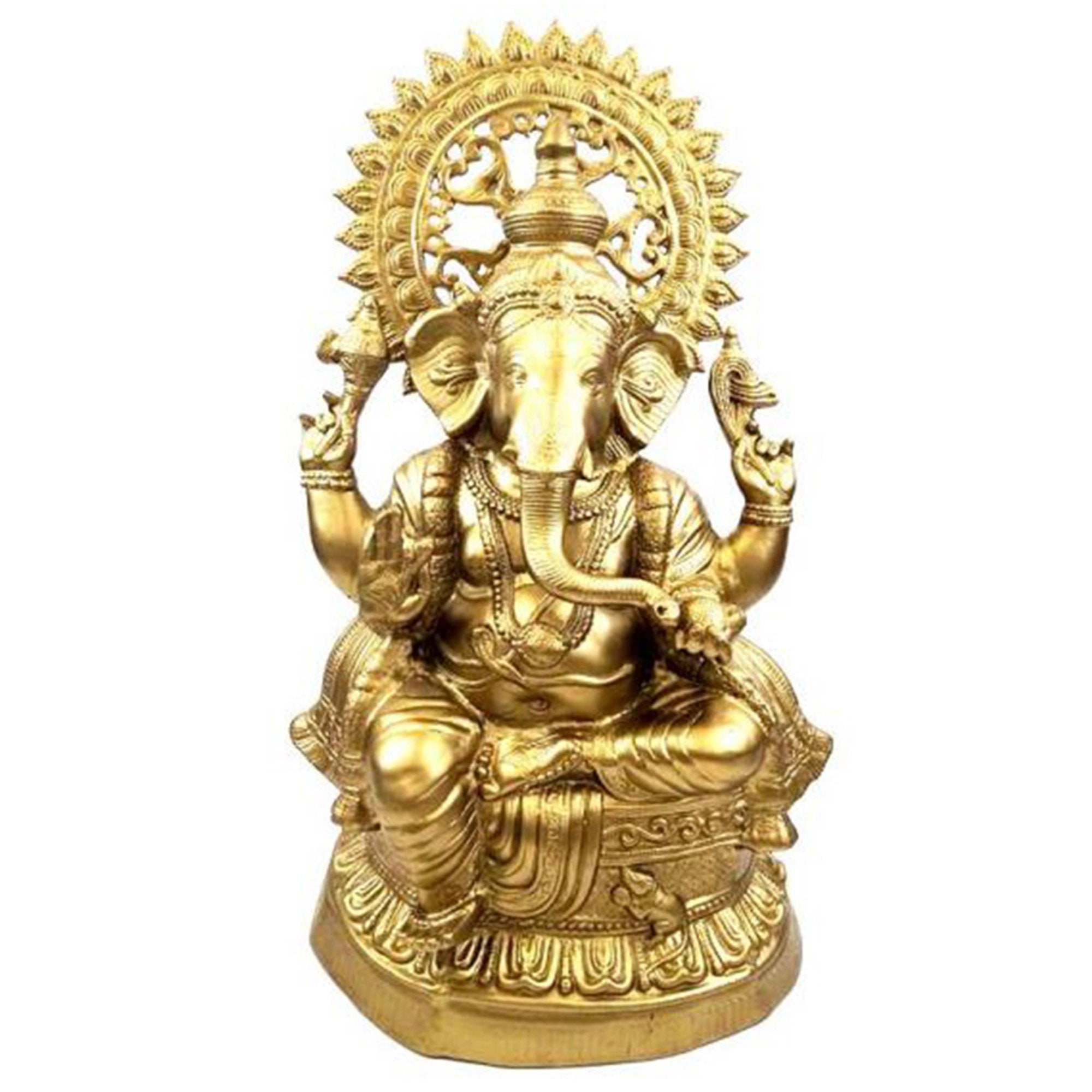 AL 50134B - Aluminum Ganesh Statue (Brass Finish)
