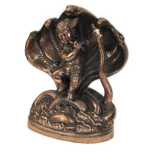 aluminum Krishna statue copper finish