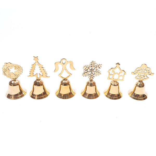 BR 18521 - Solid Brass Christmas Bell Set/6