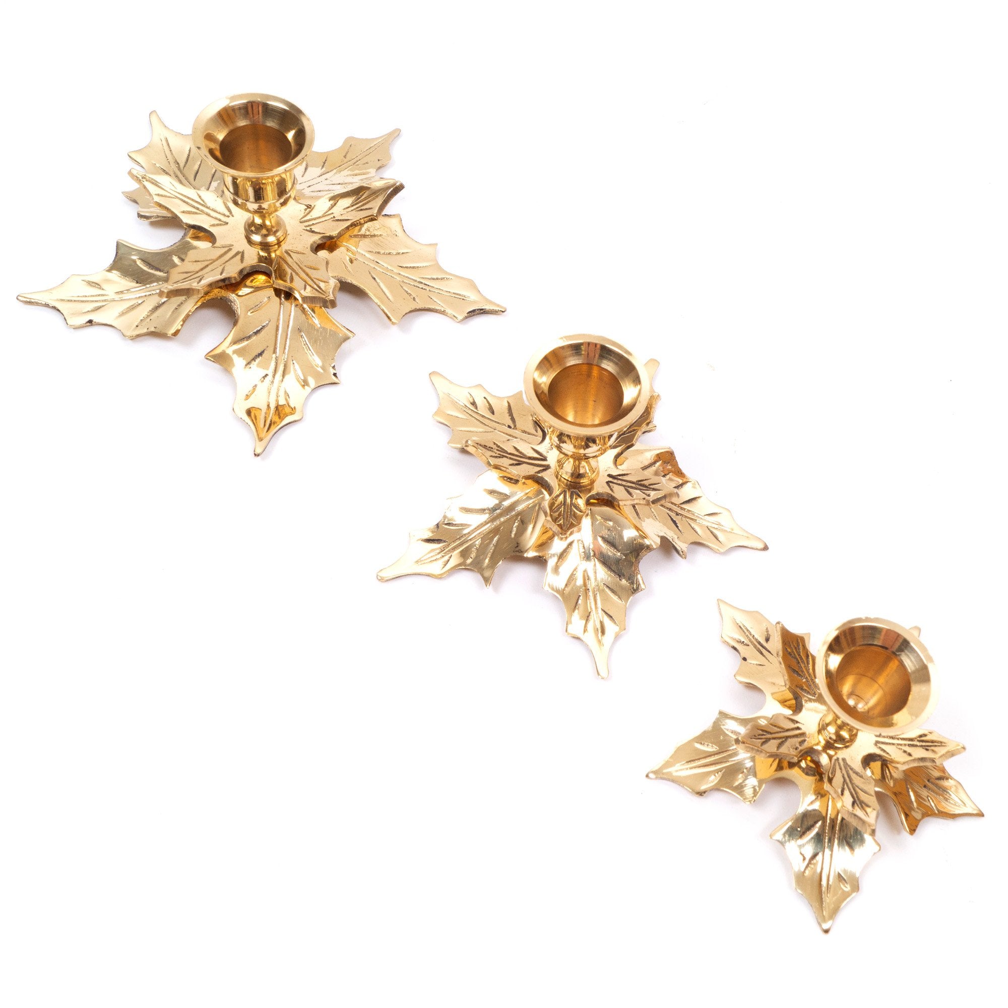 BR 31271 - Brass Christmas Candle Holder Set