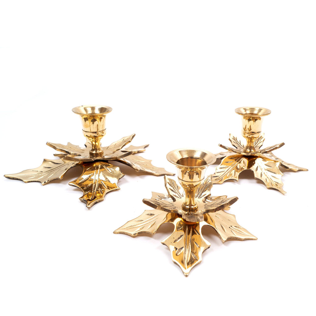 BR 31271 - Brass Christmas Candle Holder Set
