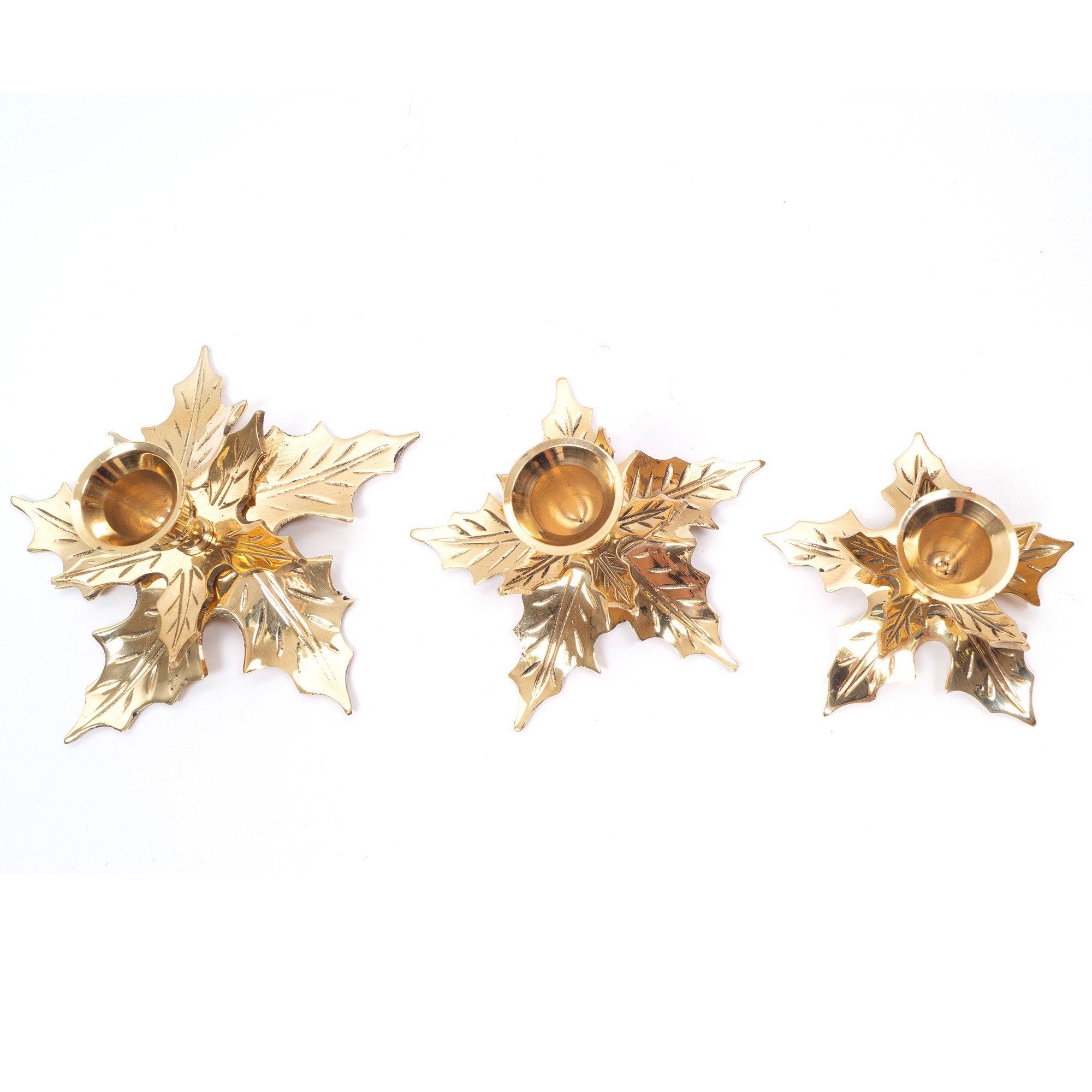 BR 31271 - Brass Christmas Candle Holder Set