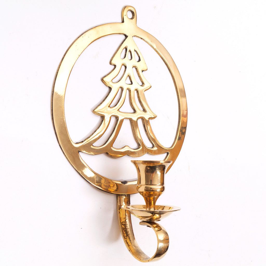 BR 3127 - Brass Christmas Wall Candle Holder Set