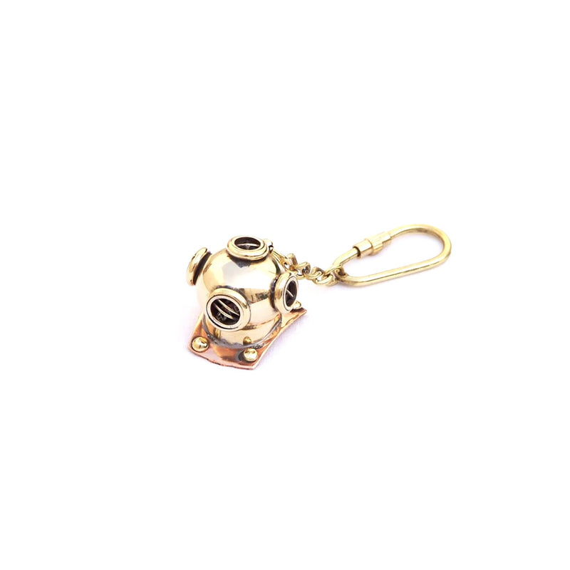 BR 48202A - Solid Brass Nautical Keychain Diver Helmet