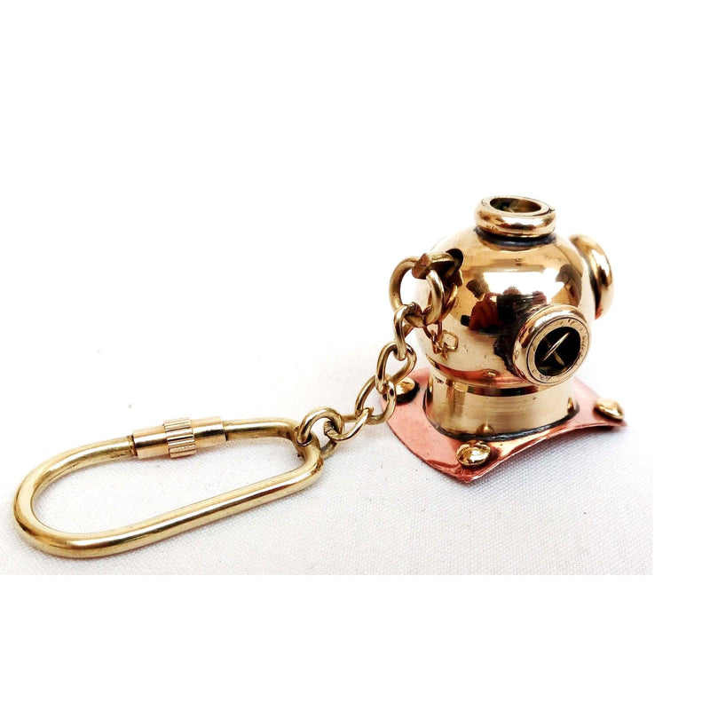 BR 48202A - Solid Brass Nautical Keychain Diver Helmet