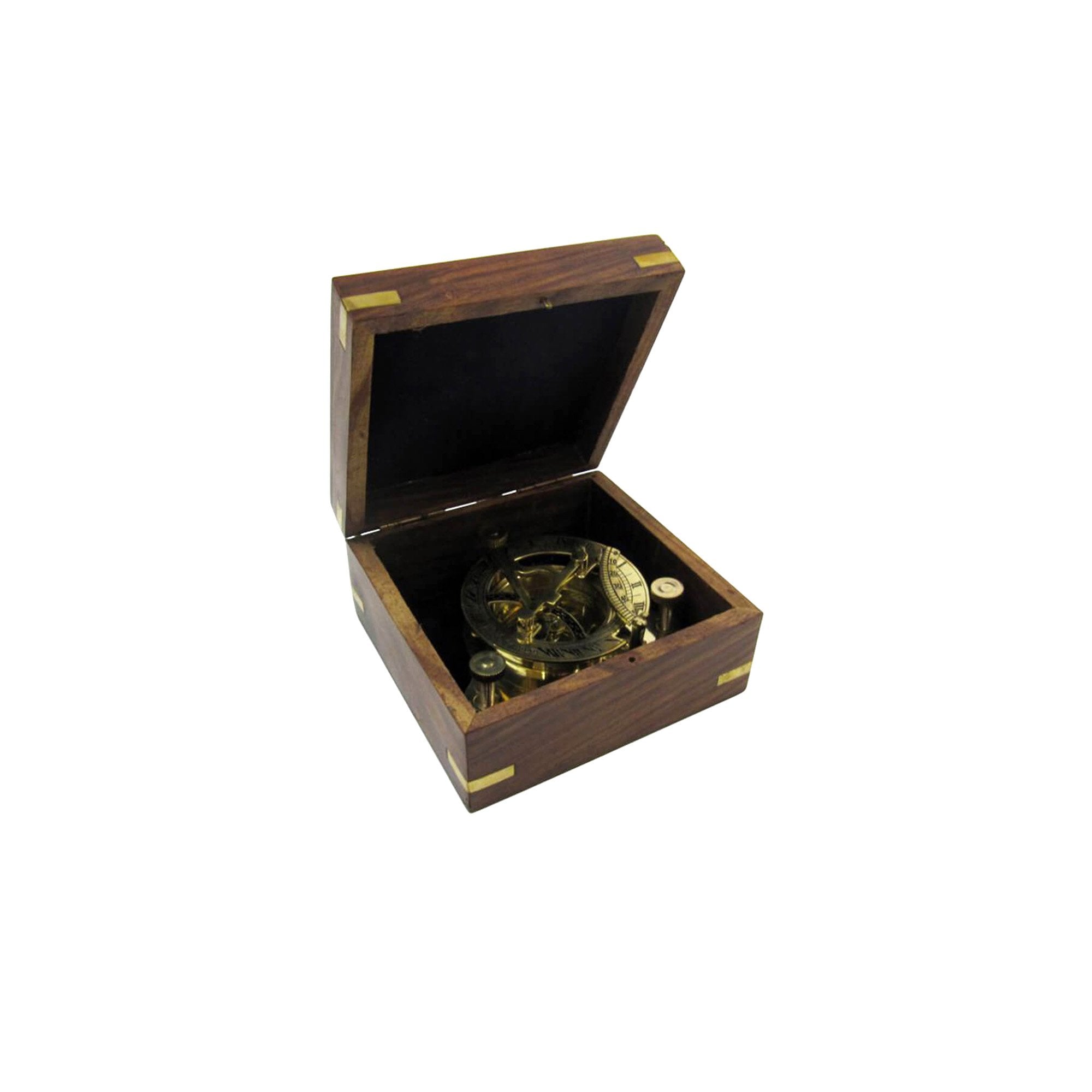 BR 48445A - Brass Sun Dial Compass w/ Box