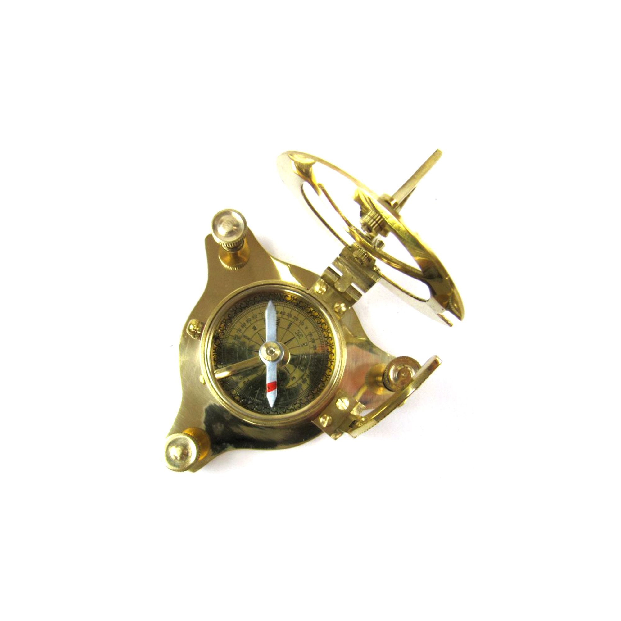 BR 48445A - Brass Sun Dial Compass w/ Box