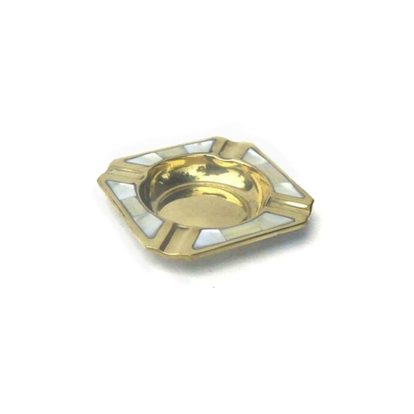 BR 10763 - Brass Square Ashtray, Mother of Pearl (BR 10341)