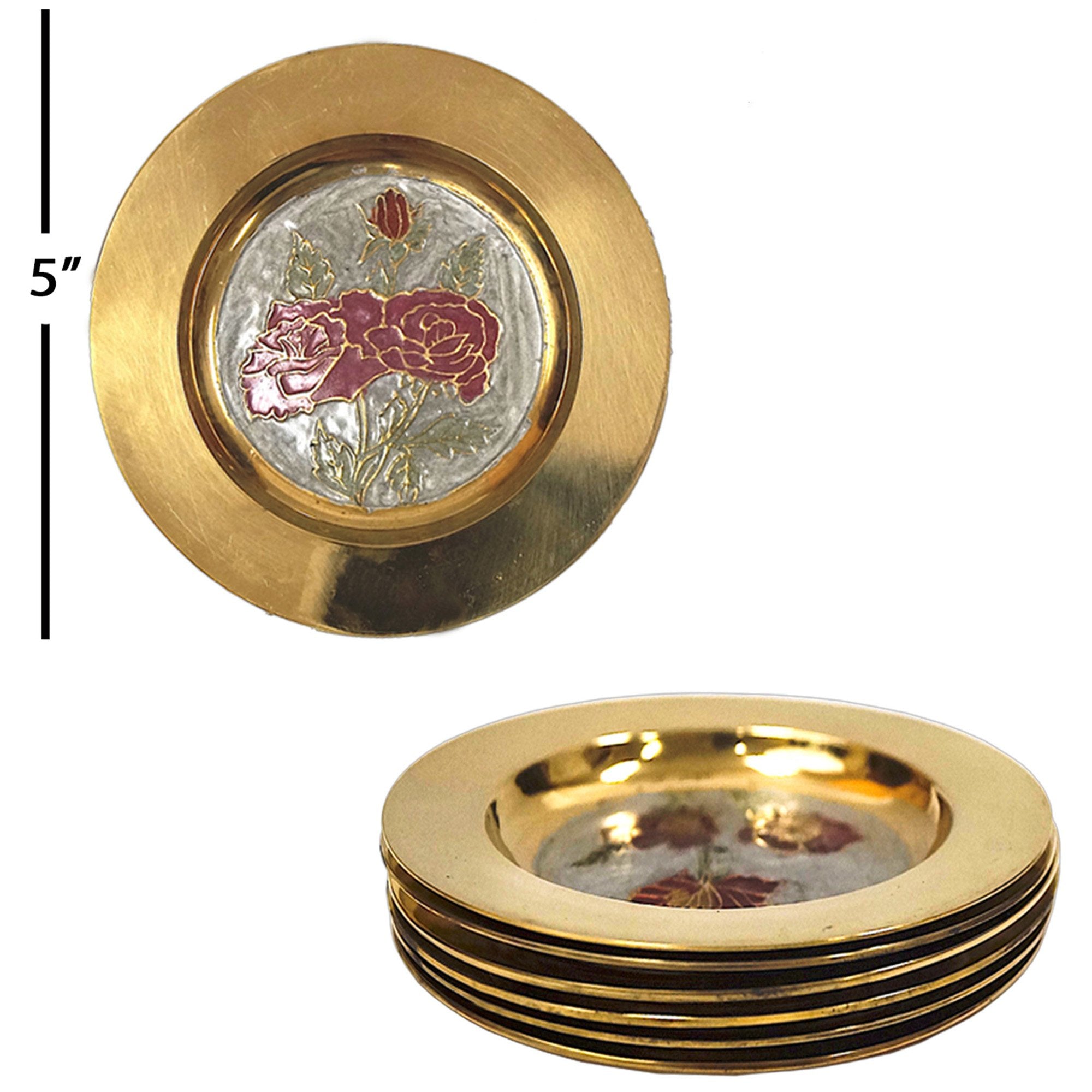 BR 1411 - Solid Brass Tray Set of 6, ENAM.