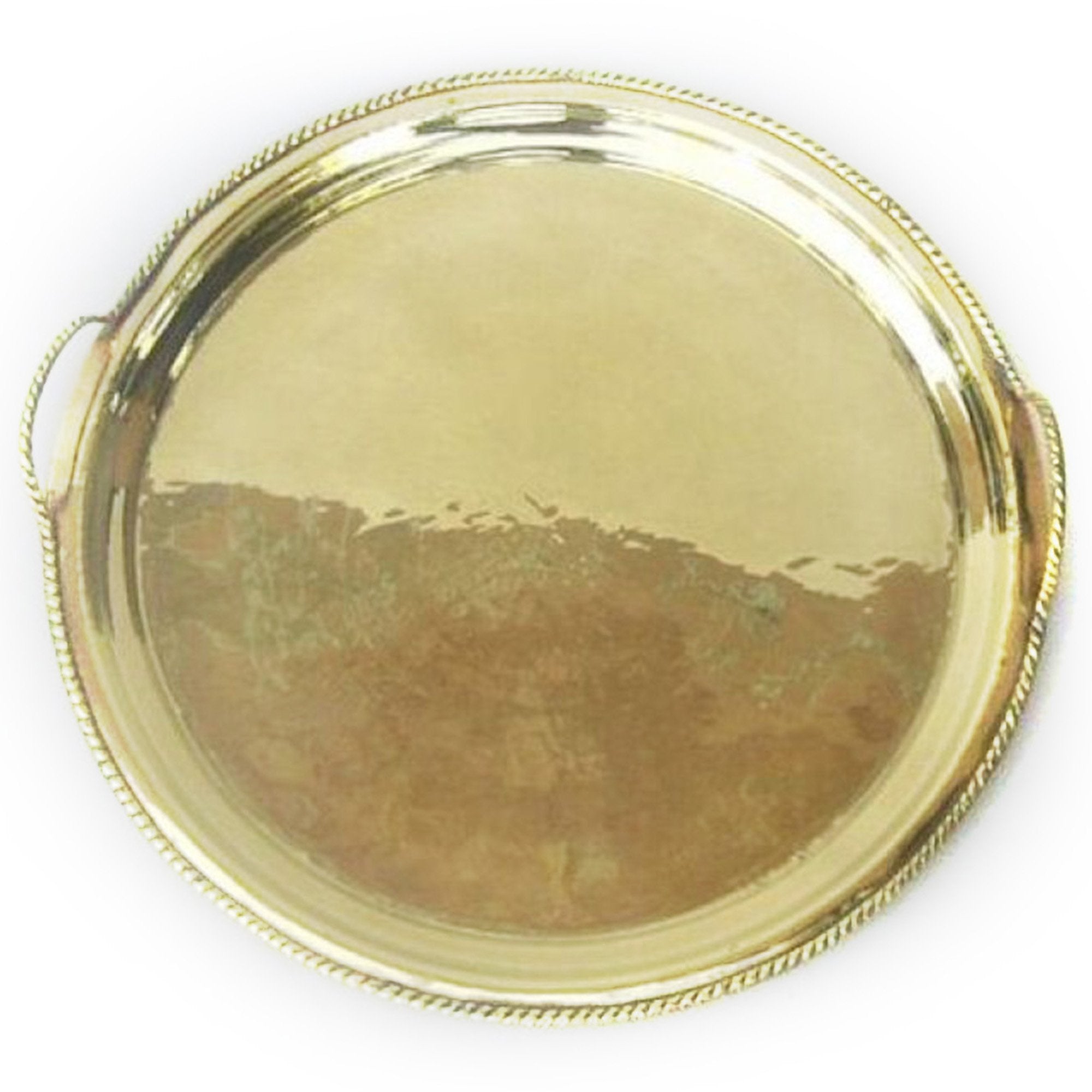 BR 1422 - Brass Tray, Two Handle, Round