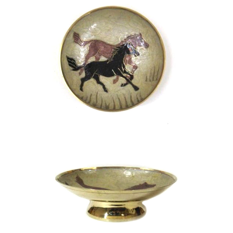 BR 1475A - Brass Bowl, Horse Enameled