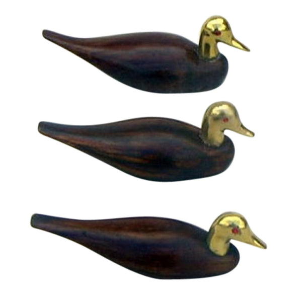 Wooden Duck Set/3, Brass Head