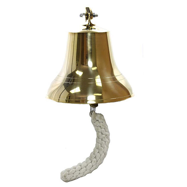 BR 1844 - Gold Finish Brass Ship Bell with Rope, 7"