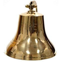 BR 1844F - Gold Finish Brass FIRE Ship Bell with Rope, 7"