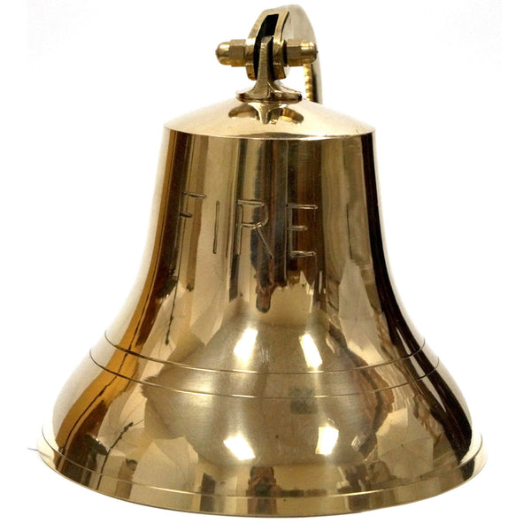 Gold Finish Brass FIRE Ship Bell with Rope, 7"
