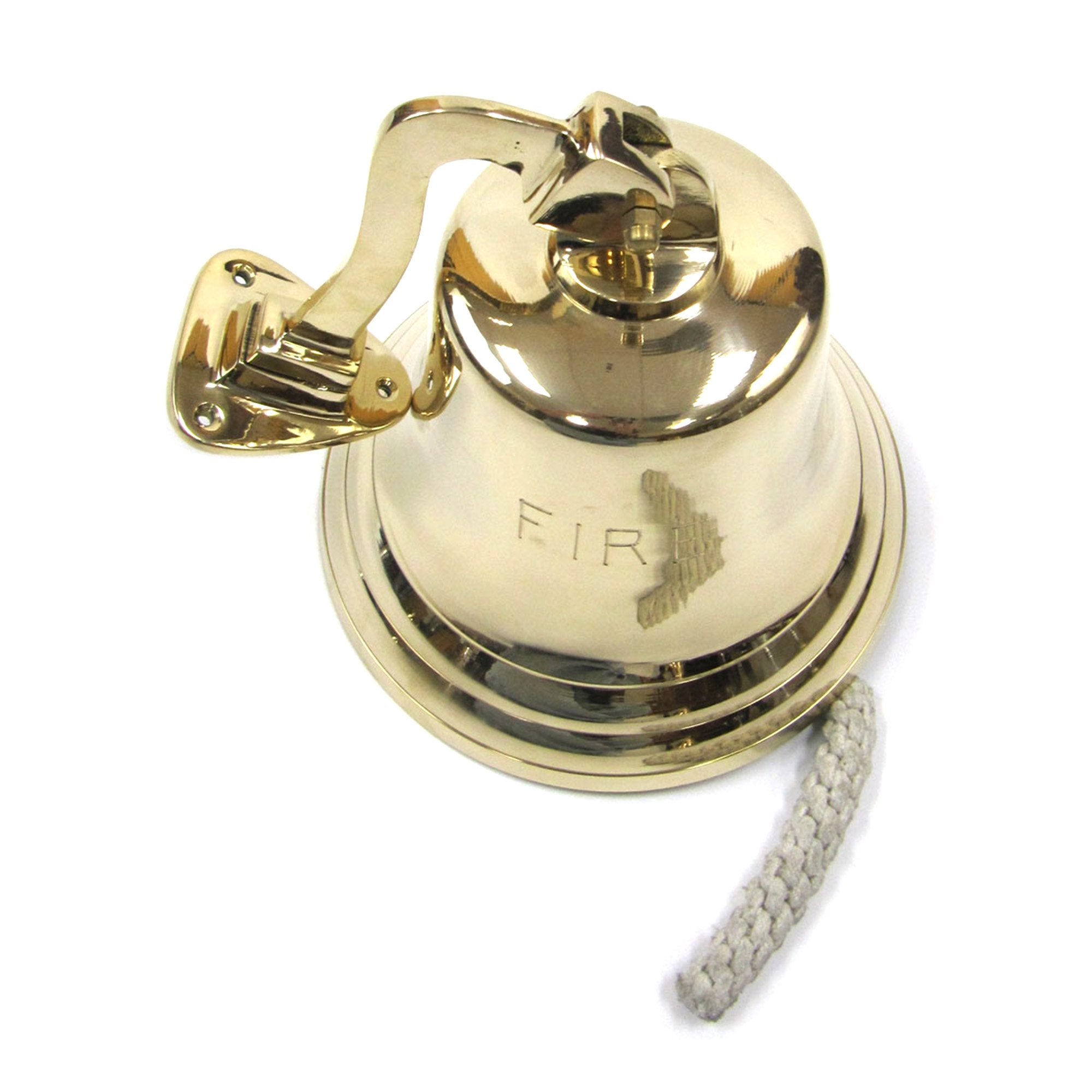 BR 18450F - Solid Brass Ships Bracket Bell, Jumbo FIRE Engraved