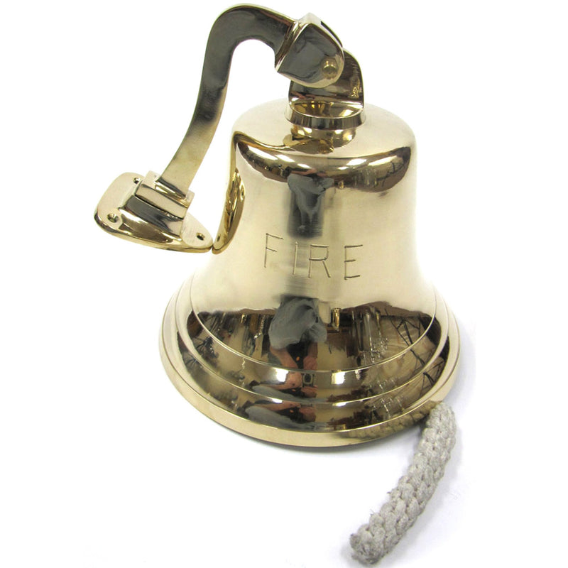 BR 18450F - Solid Brass Ships Bracket Bell, Jumbo FIRE Engraved