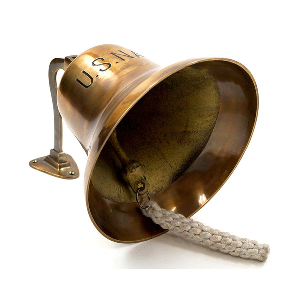 BR 18451B - Bronze Finish Brass US NAVY Ship Bell with Rope, 10"