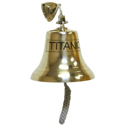 BR 1845T - Gold Finish Brass TITANIC Ship Bell with Rope, 8"