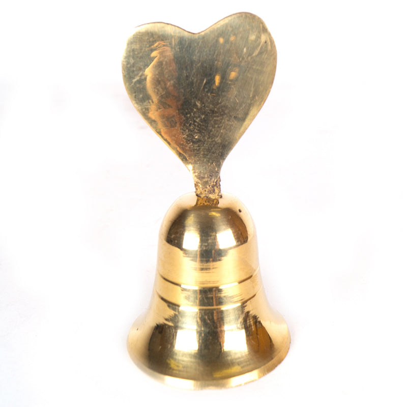 BR 18501 - Vintage Brass Heart Bell. Vintage Heart Bell. Brass Bell Heart. Gold Heart Bell