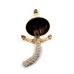 Gold Finish Brass Wall Anchor Ship Bell with Rope