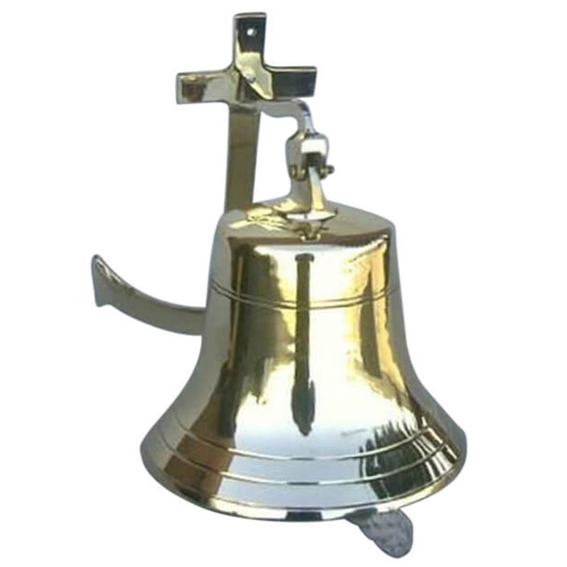 BR 1881 - Gold Finish Brass Ship Bell with Rope, 11"