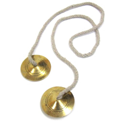 Solid Brass Cymbals Pair with Rope, Plain Med.