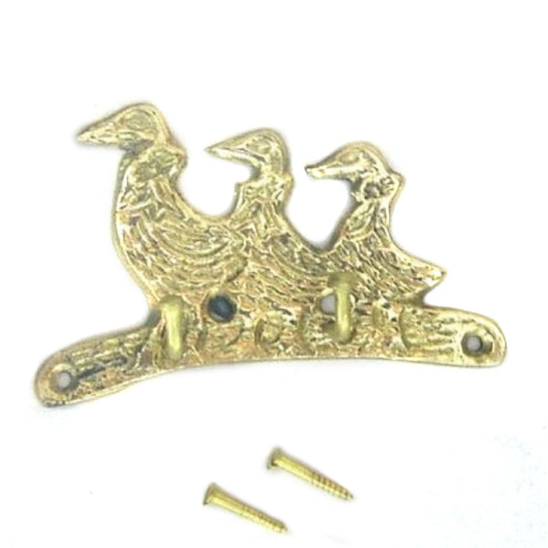 Three Swan Key Holder, Brass