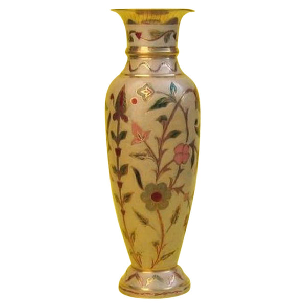 Solid Brass Enamel Vase, 22"
