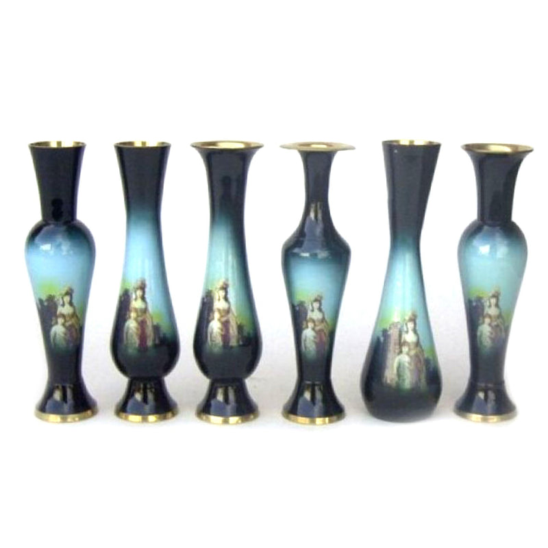 Brass Roman Picture Vase Set/6, 8"