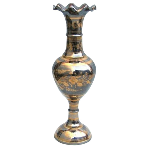 Solid Brass Vase, 20" Black Enameled