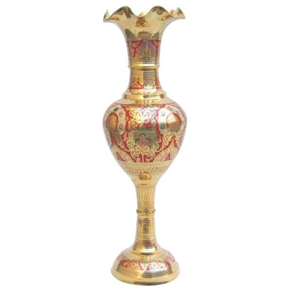 Solid Brass Vase, 24" Enam