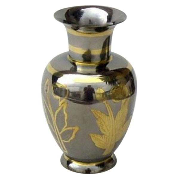 Brass Vase Black Flowery, Oxidized Steel Finish