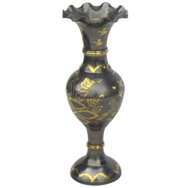 Brass Vase, 12" Black