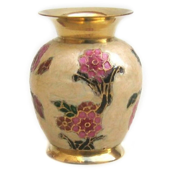 Solid Brass Vase, Enamel