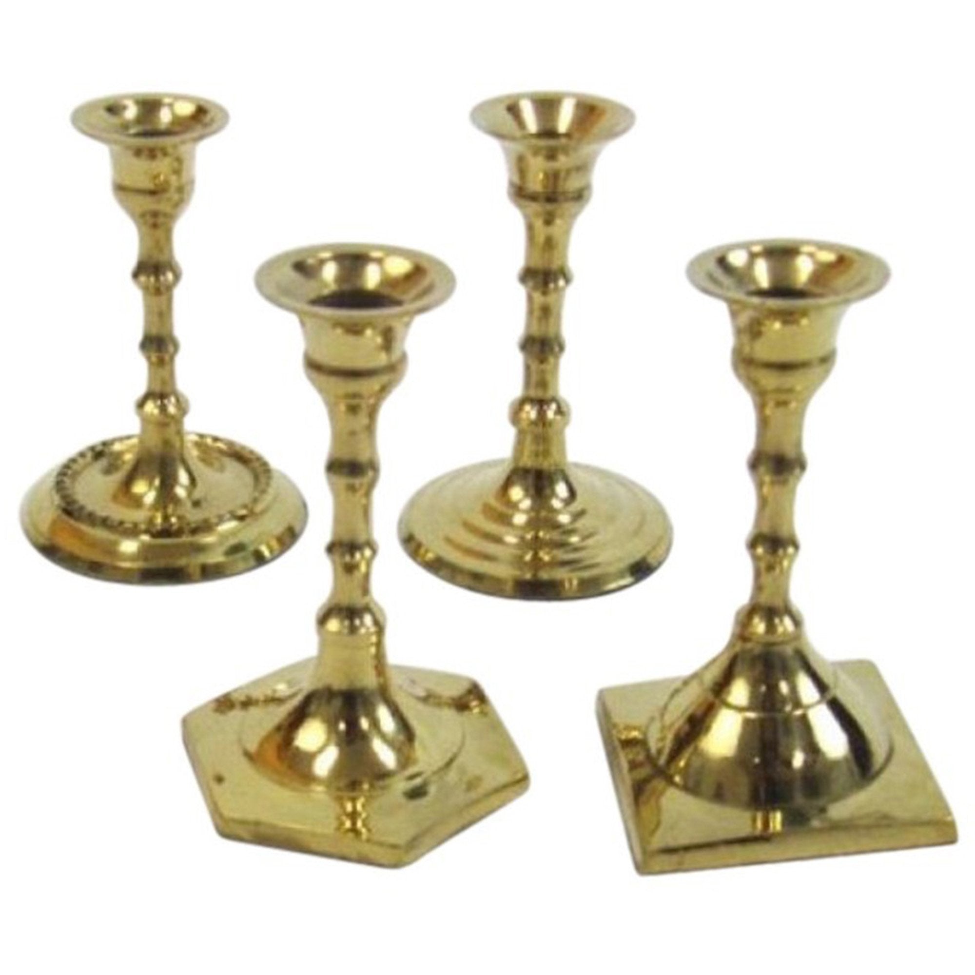 BR 2211N - Brass Candle Holder Set of 4, 3.5"