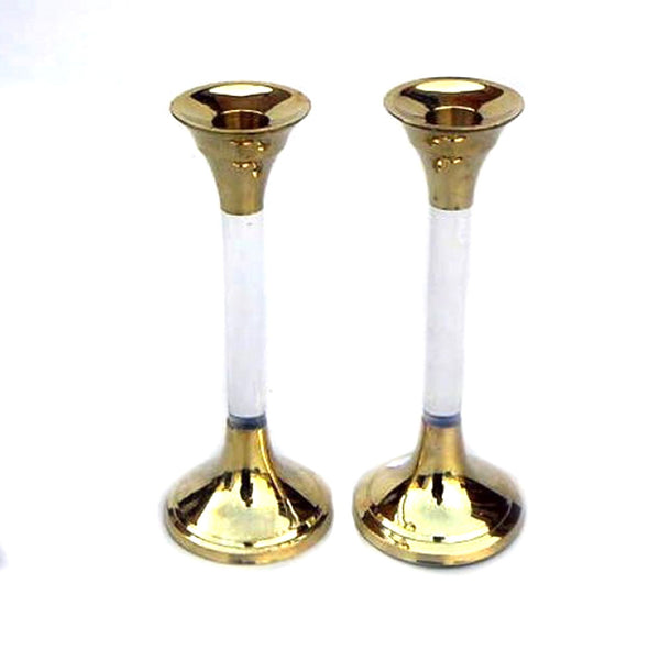 BR 22264 - Brass Candle Holder Pair Clear