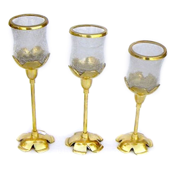 BR 22282 - Candle Holder, Set Of Three, Tulip